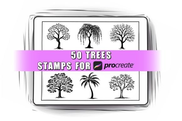 Download 50 Trees Procreate Stamps Brushes - Premium Resources