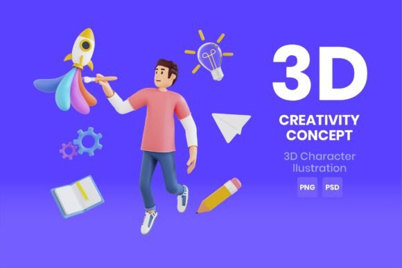 Download Creativity Concept 3d Character - Premium Bundle